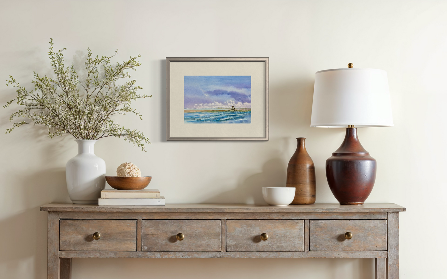 Ponce Inlet Florida Watercolor Painting – Original 10x14 Coastal Landscape