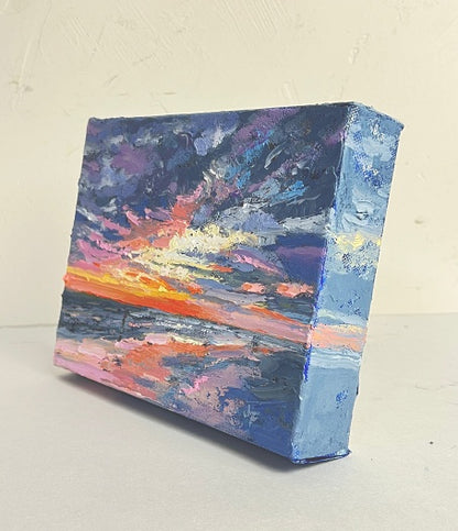 Ten Florida Moments No. 4 – Original Small Oil Painting Gulf Coast Sunset 6x8”