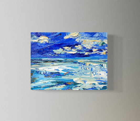 Ten Florida Moments No. 6 Original Small Palette Knife Oil Painting Florida Ocean 6x8”