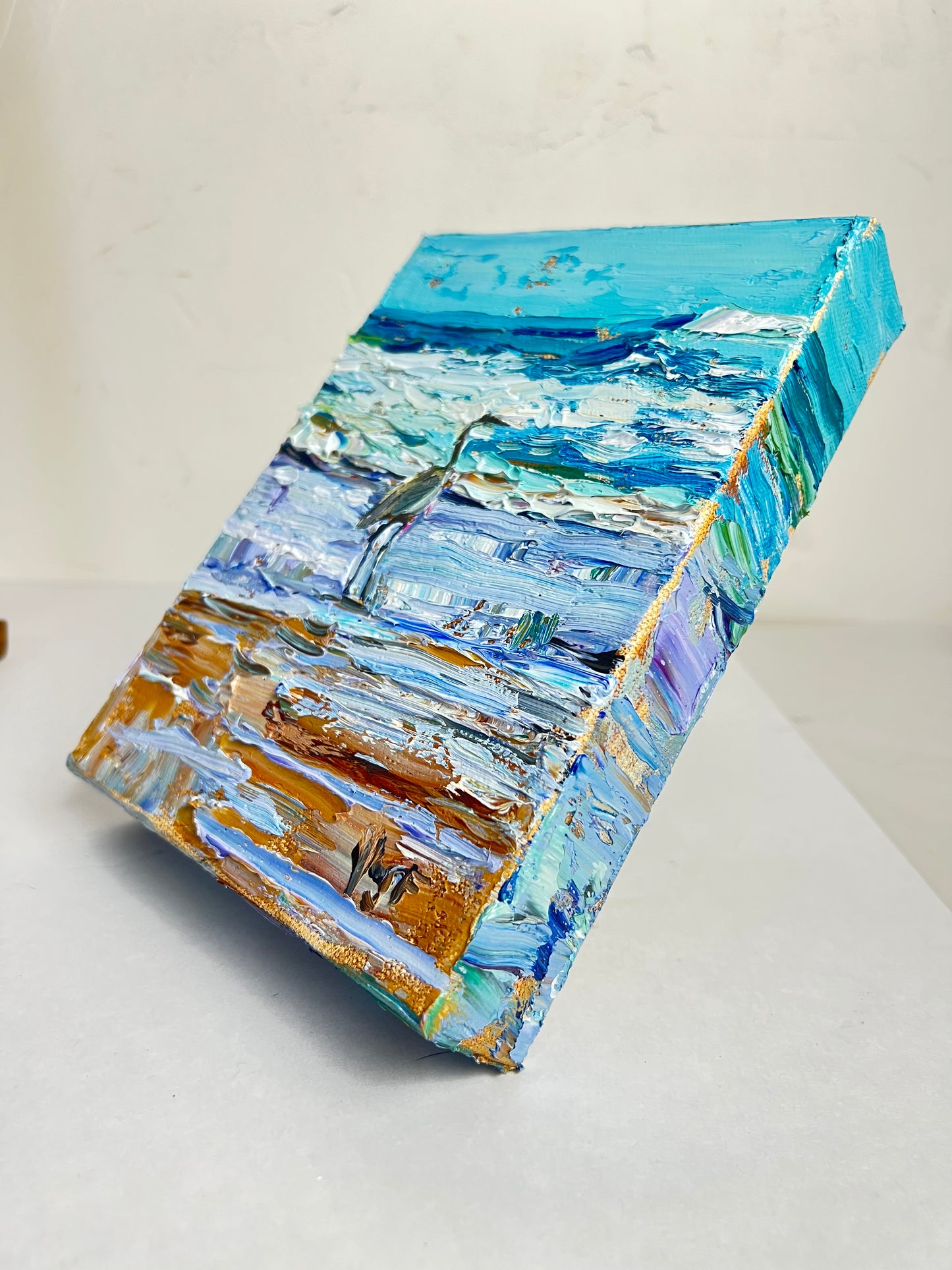 Ten Florida Moments No. 7 – Original Small Palette Knife Oil Painting Florida Heron 6x8