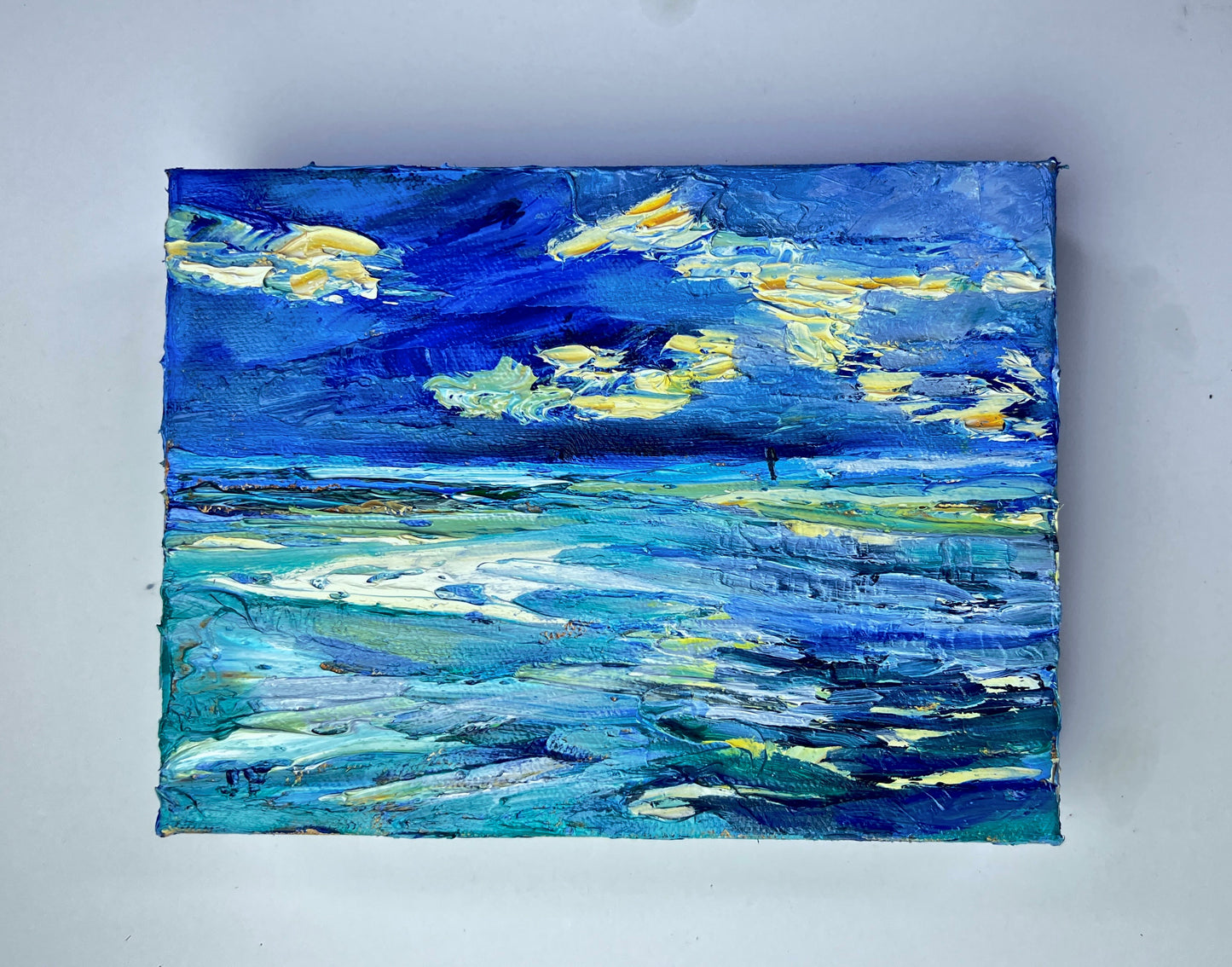 Ten Florida Moments No. 6 Original Small Palette Knife Oil Painting Florida Ocean 6x8”