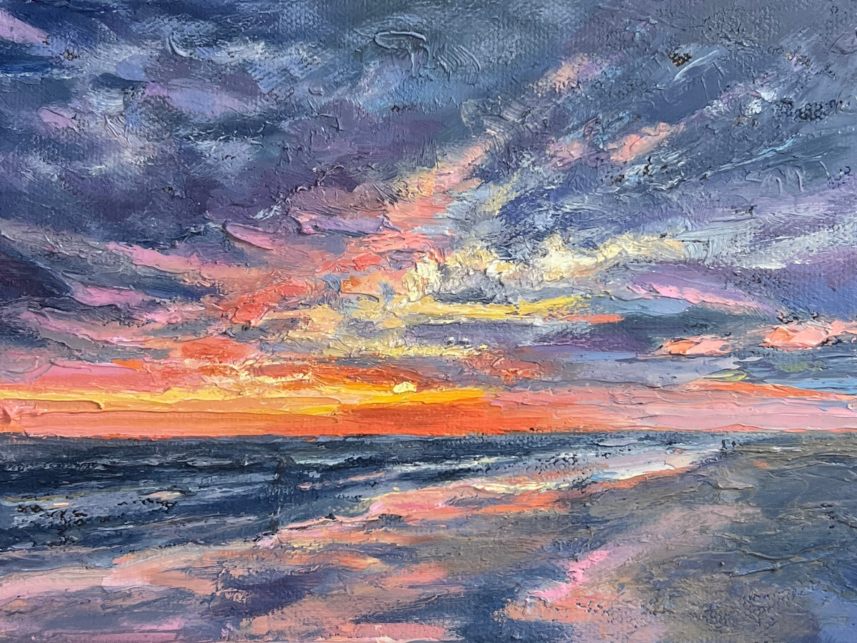 Ten Florida Moments No. 4 – Original Small Oil Painting Gulf Coast Sunset 6x8”