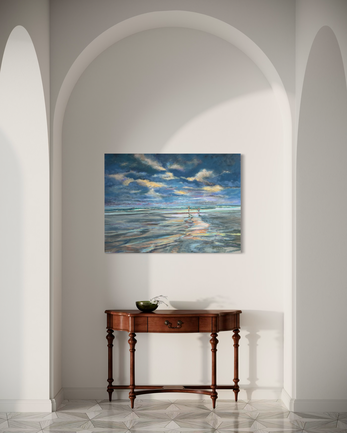 Florida Beach Landscape with Figures - Large Original Oil Painting 36" x 48"