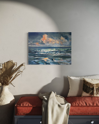 Florida Ocean Afternoon - Original Coastal Oil Painting on Canvas 18"x24"