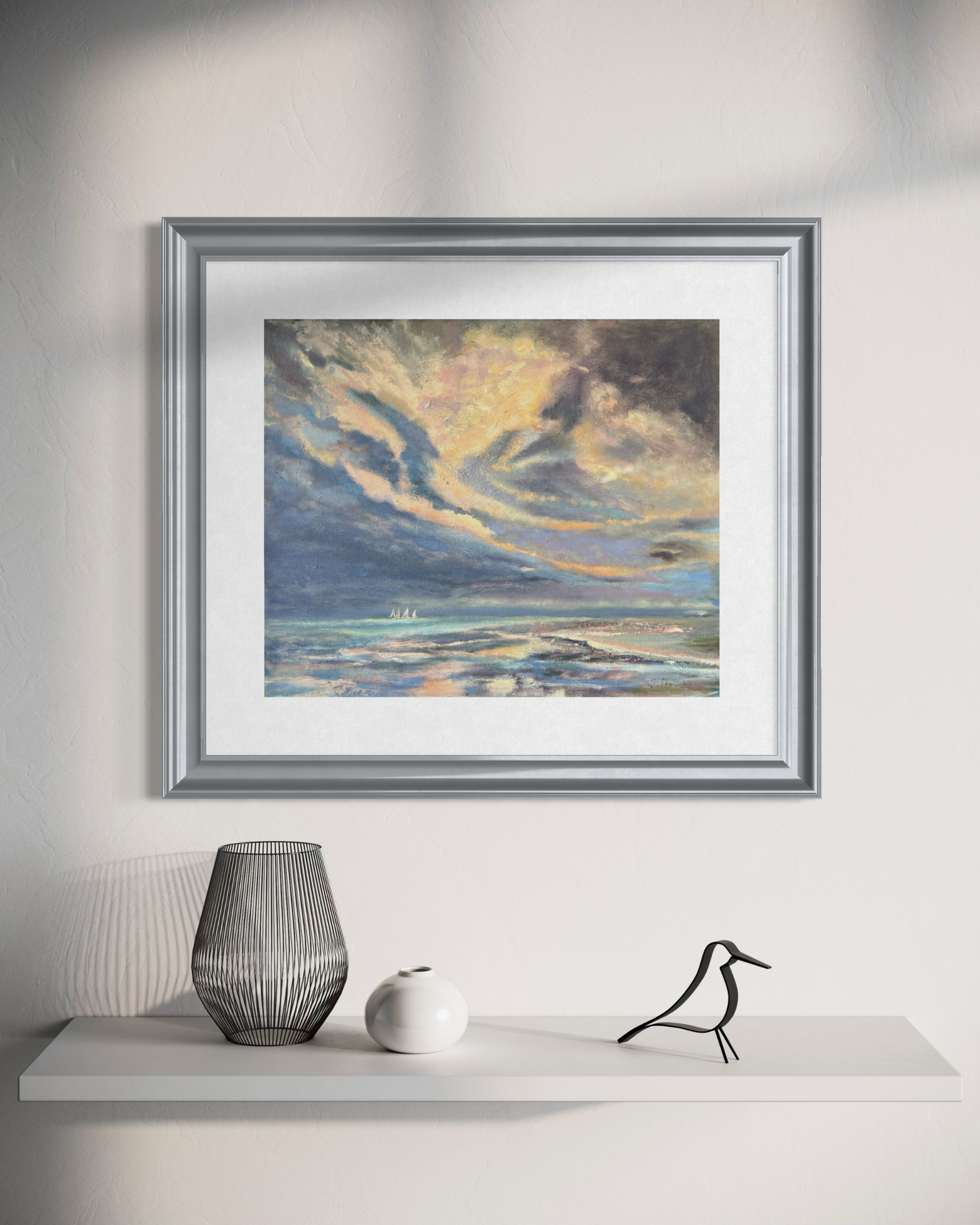 Florida Seascape with Sailboats - Original Expressionist Ocean Oil Painting 20" x 24"