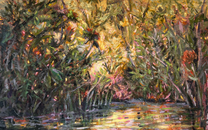 At the water's edge - Wetlands oil abstract landscape painting on canvas