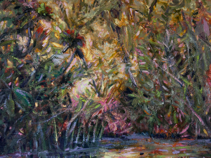 At the water's edge - Wetlands oil abstract landscape painting on canvas