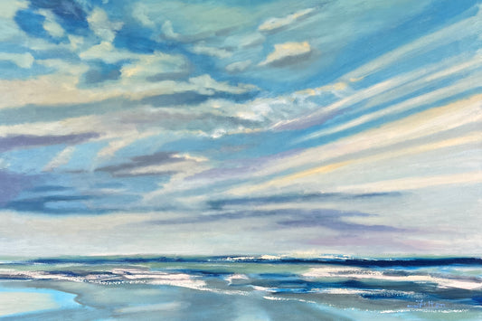 Florida Coastal Sky - Large Original Ocean Painting in Blue