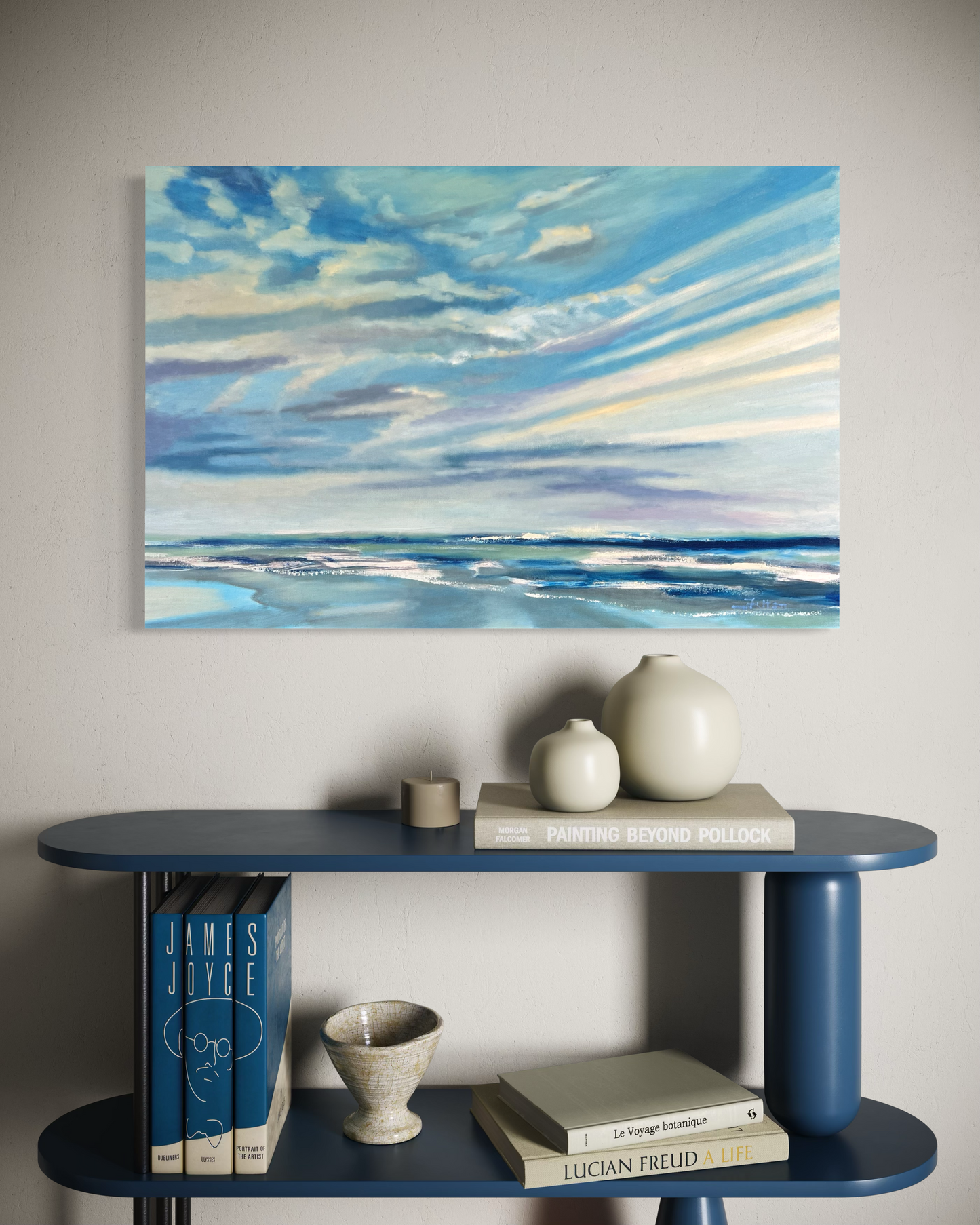 Florida Coastal Sky - Large Original Ocean Painting in Blue