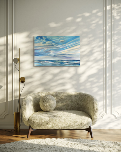 Florida Coastal Sky - Large Original Ocean Painting in Blue