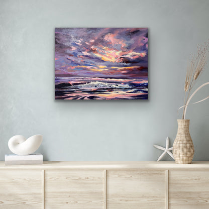 Florida Ocean Sky - Original Mixed Media Coastal Painting on Canvas 18" x 24"