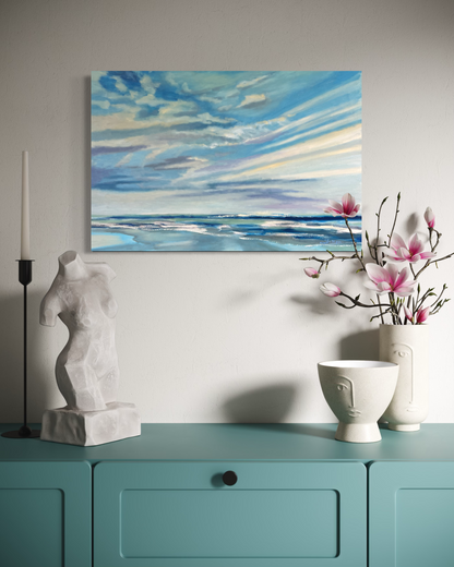 Florida Coastal Sky - Large Original Ocean Painting in Blue