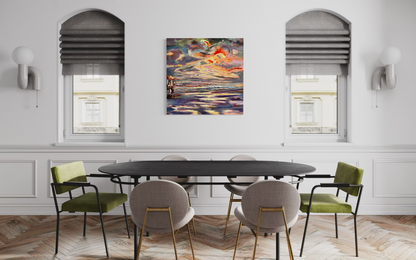 Florida Sunrise Abstract - Large Original Expressionist Oil Painting 36" x 36"