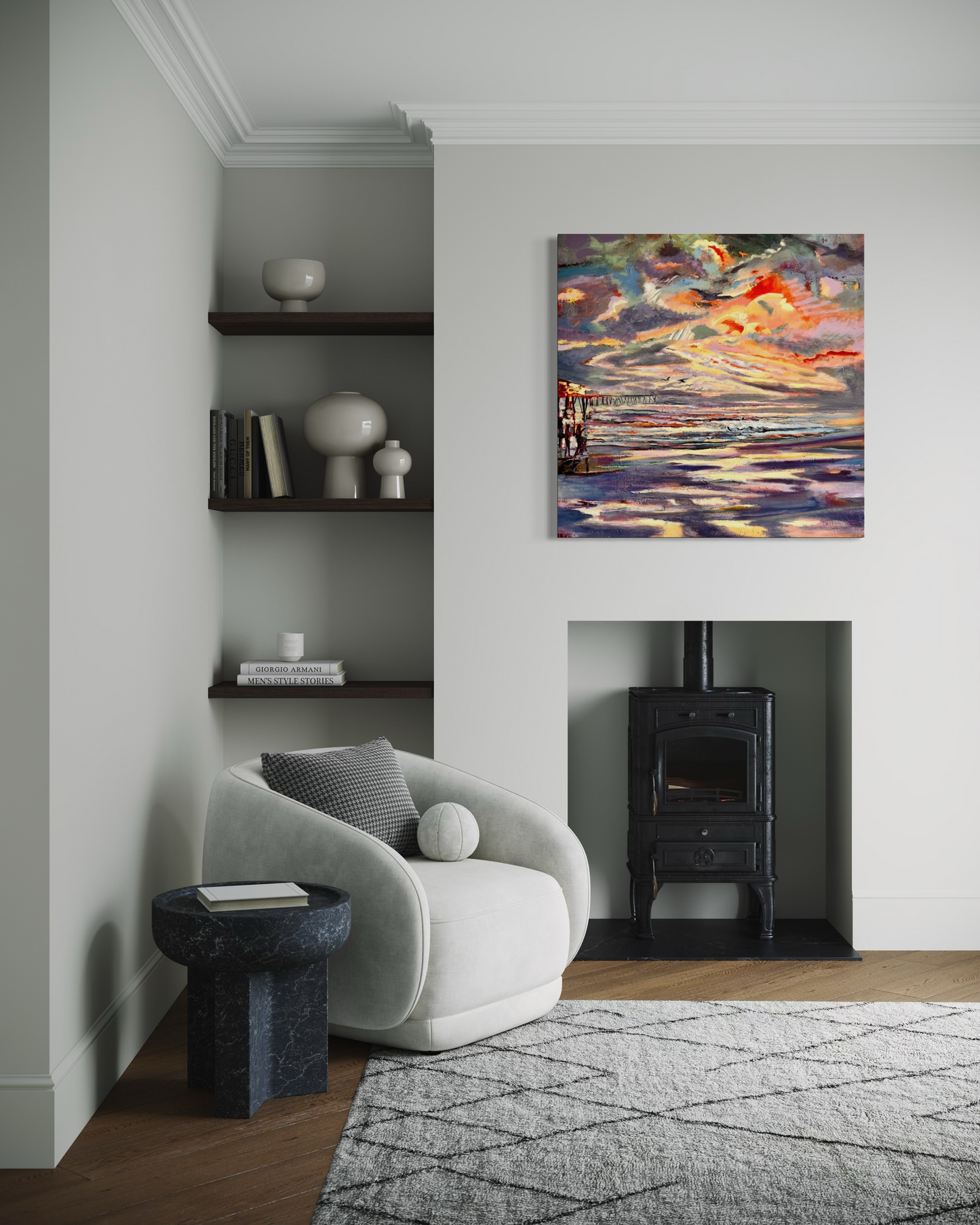 Florida Sunrise Abstract - Large Original Expressionist Oil Painting 36" x 36"