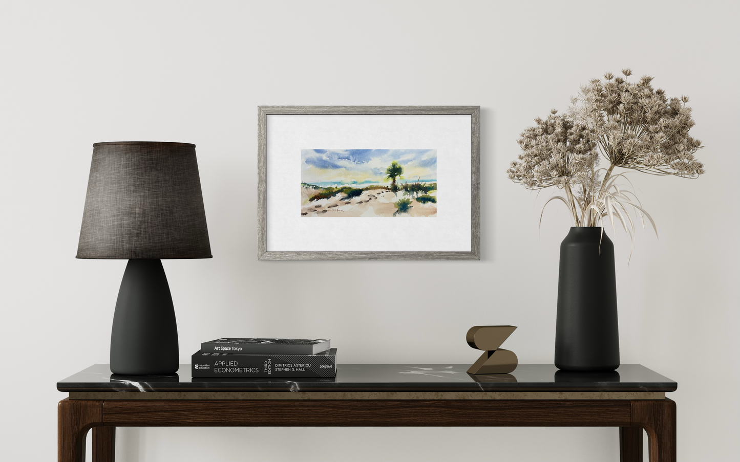 Florida Beach Dunes Watercolor Painting – Original Ponce Inlet Coastal Art 6x12