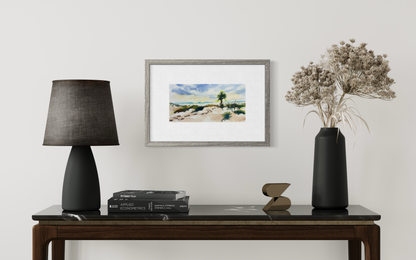 Florida Beach Dunes Watercolor Painting – Original Ponce Inlet Coastal Art 6x12