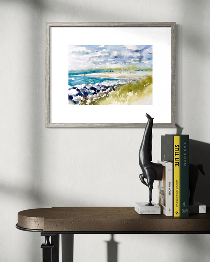 Florida Beach Morning Watercolor Painting – Original Ponce Inlet Coastal Art 10x1