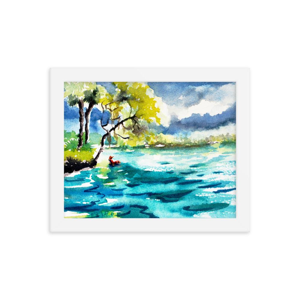 A day at Silver Glen 2 watercolor print Framed poster - Julianne Felton