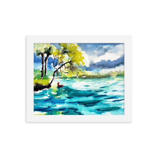 A day at Silver Glen 2 watercolor print Framed poster - Julianne Felton
