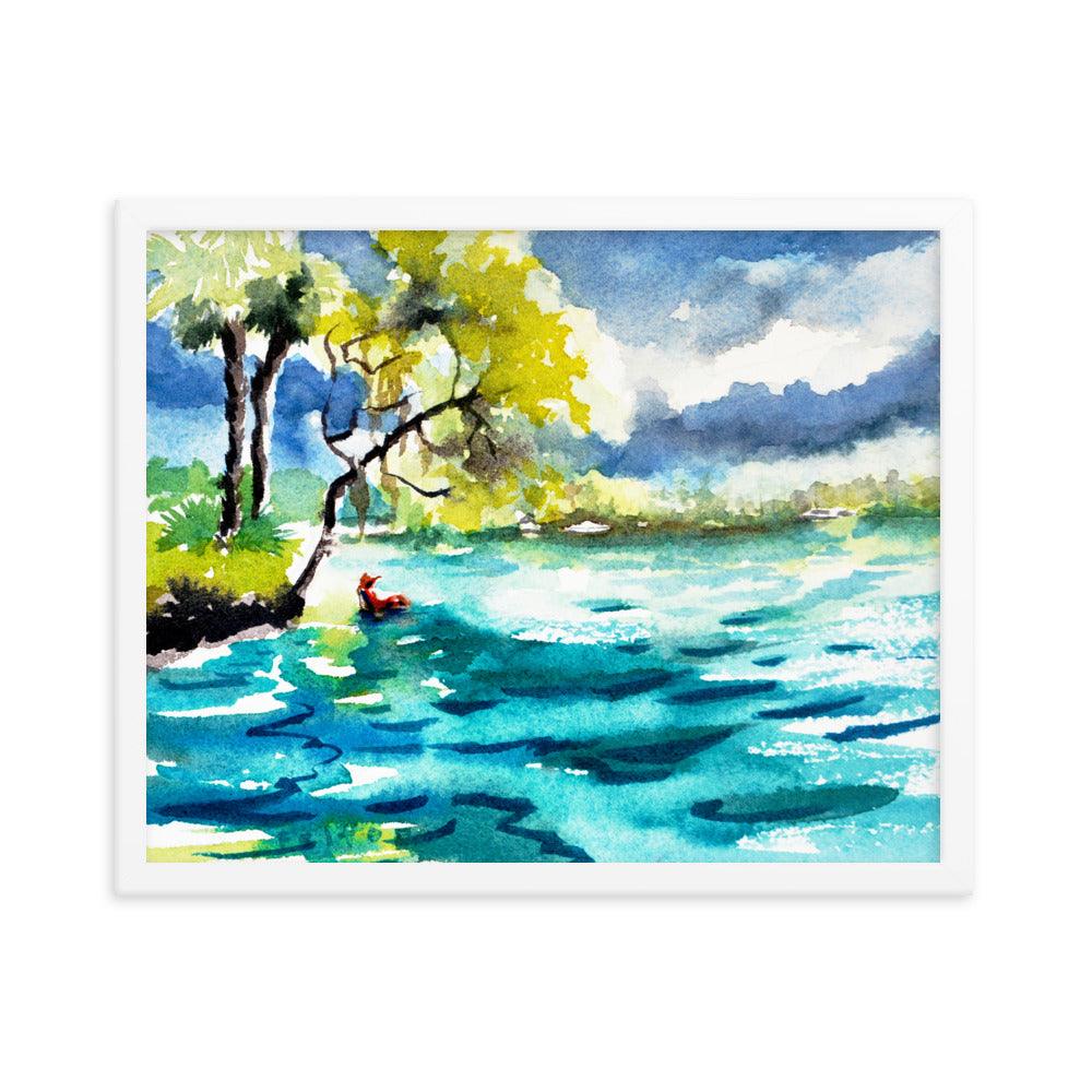 A day at Silver Glen 2 watercolor print Framed poster - Julianne Felton
