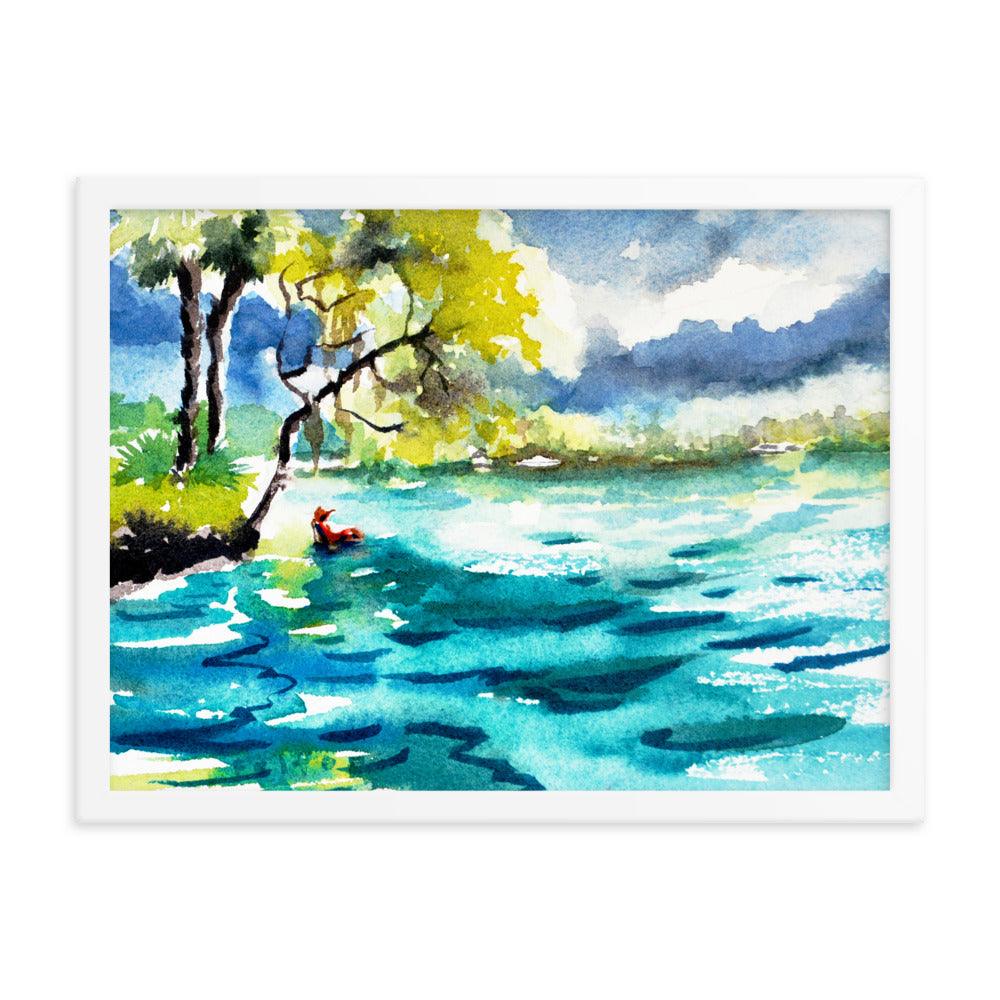 A day at Silver Glen 2 watercolor print Framed poster - Julianne Felton