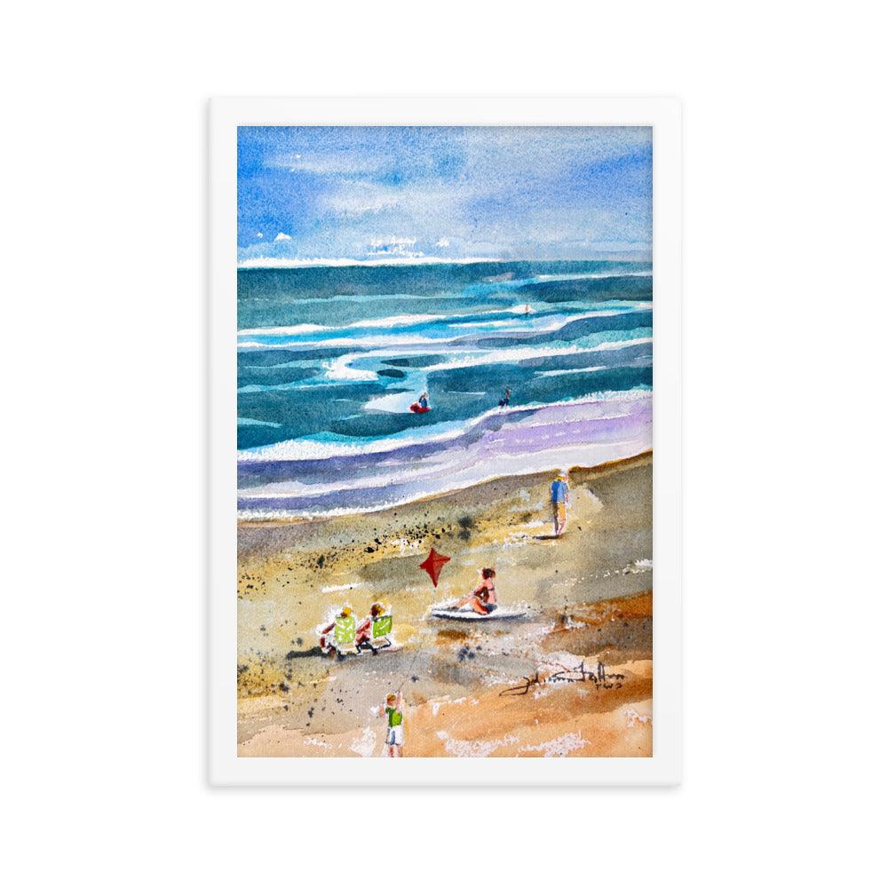 Beach people framed watercolor print - Julianne Felton