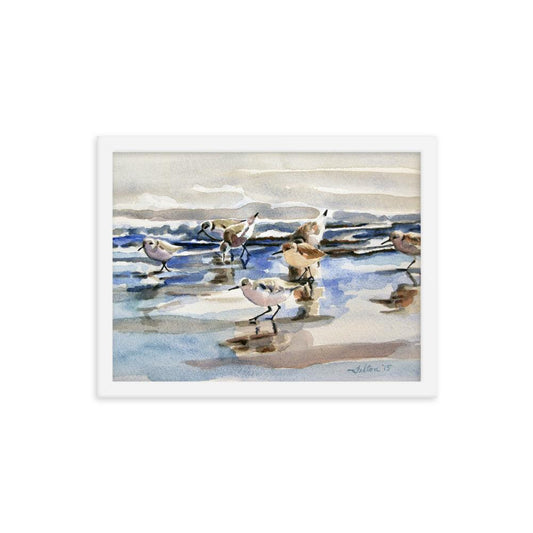 Beach Sandpipers framed watercolor print - Julianne Felton
