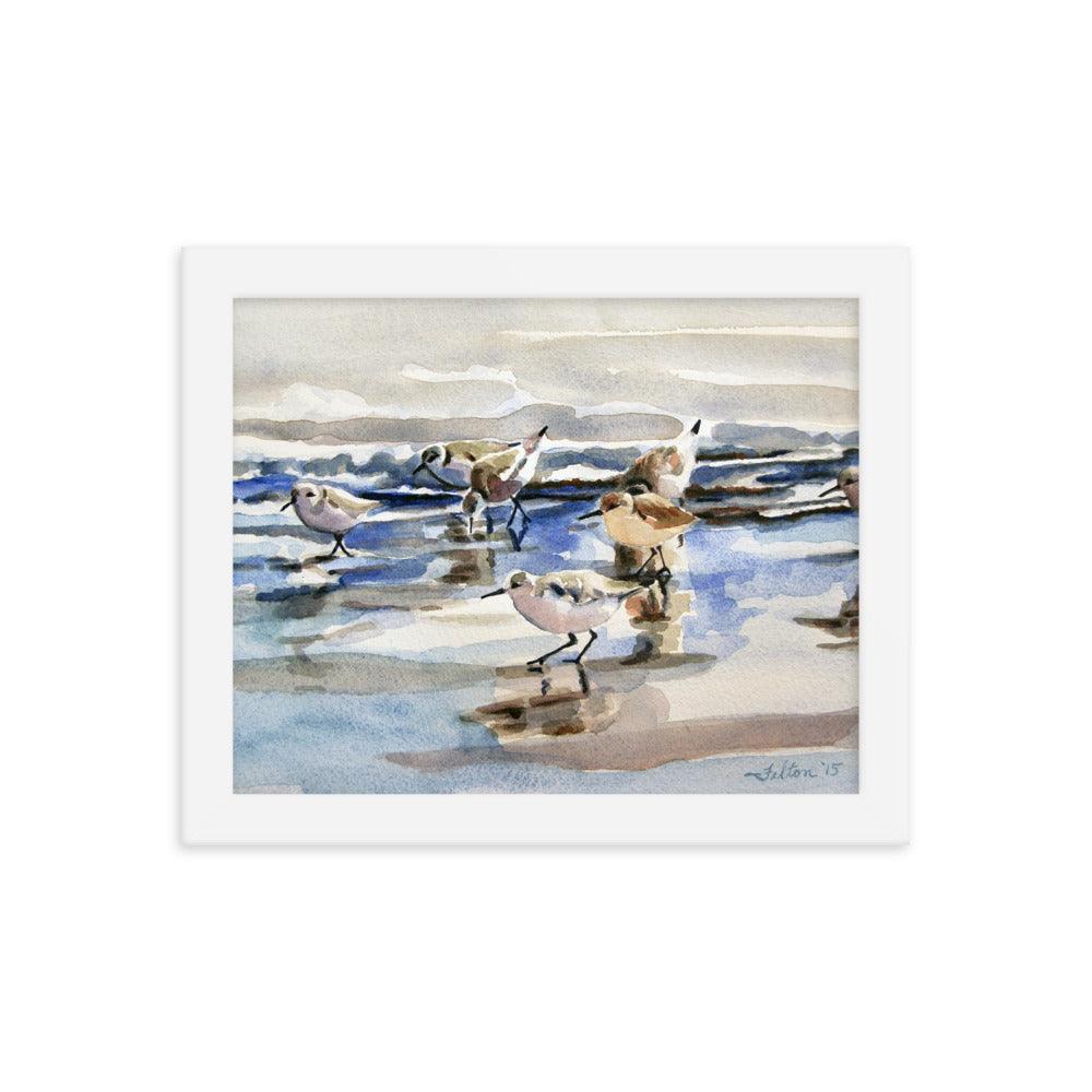 Beach Sandpipers framed watercolor print - Julianne Felton
