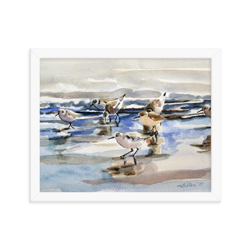 Beach Sandpipers framed watercolor print - Julianne Felton