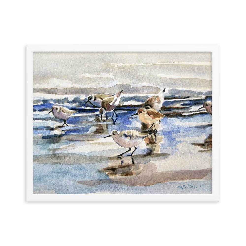 Beach Sandpipers framed watercolor print - Julianne Felton