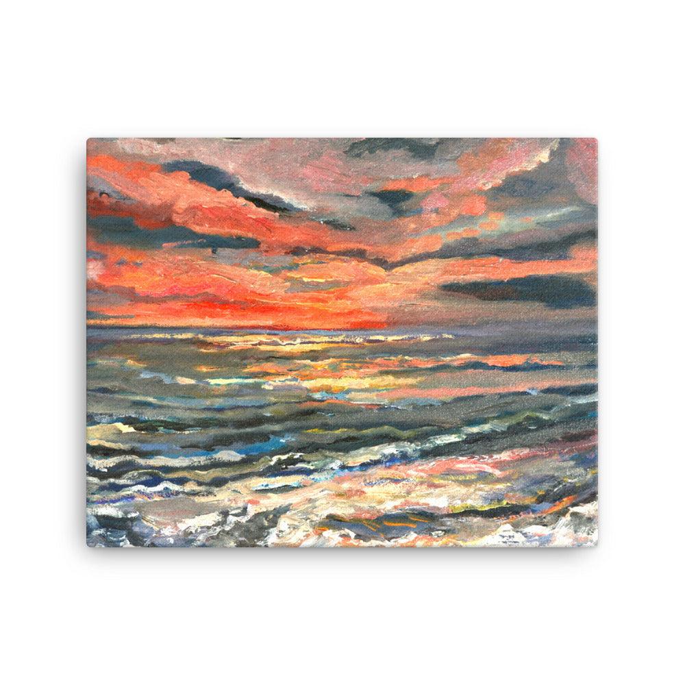 Dawn at the rocks canvas beach print - Julianne Felton