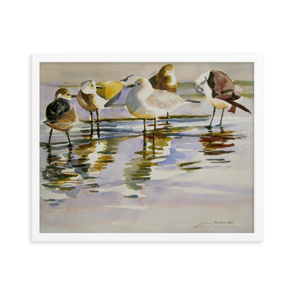 Gull Family framed watercolor print - Julianne Felton