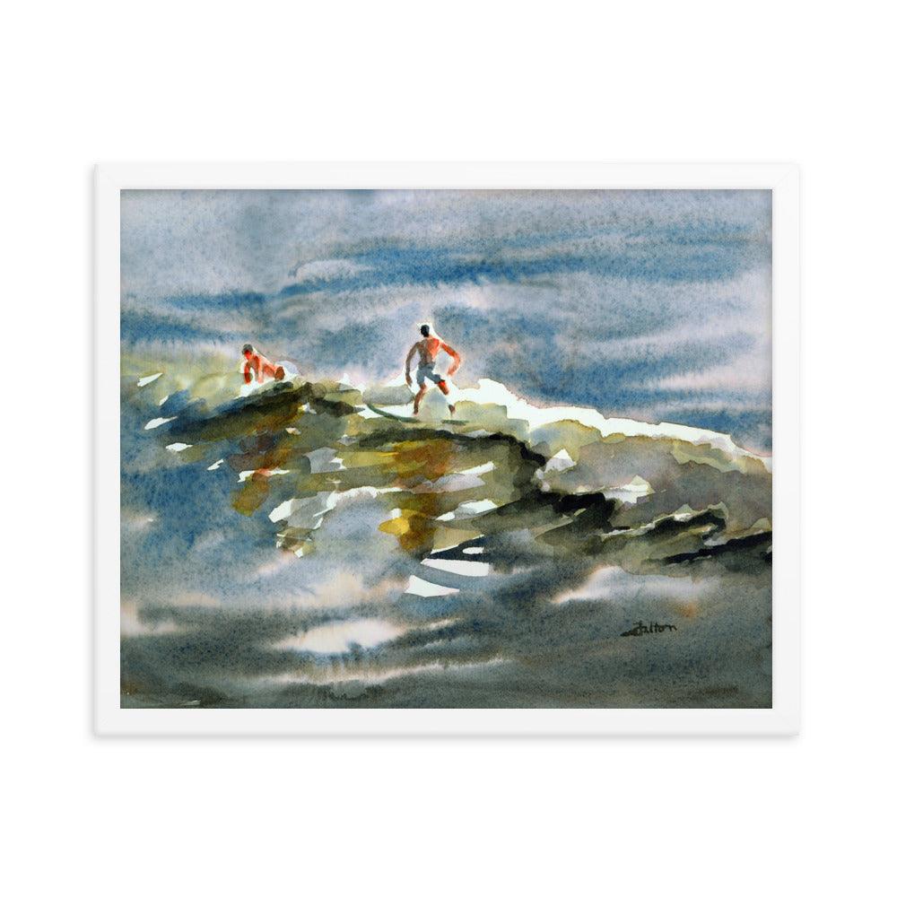 Surfer boys 2 framed watercolor print - Julianne Felton