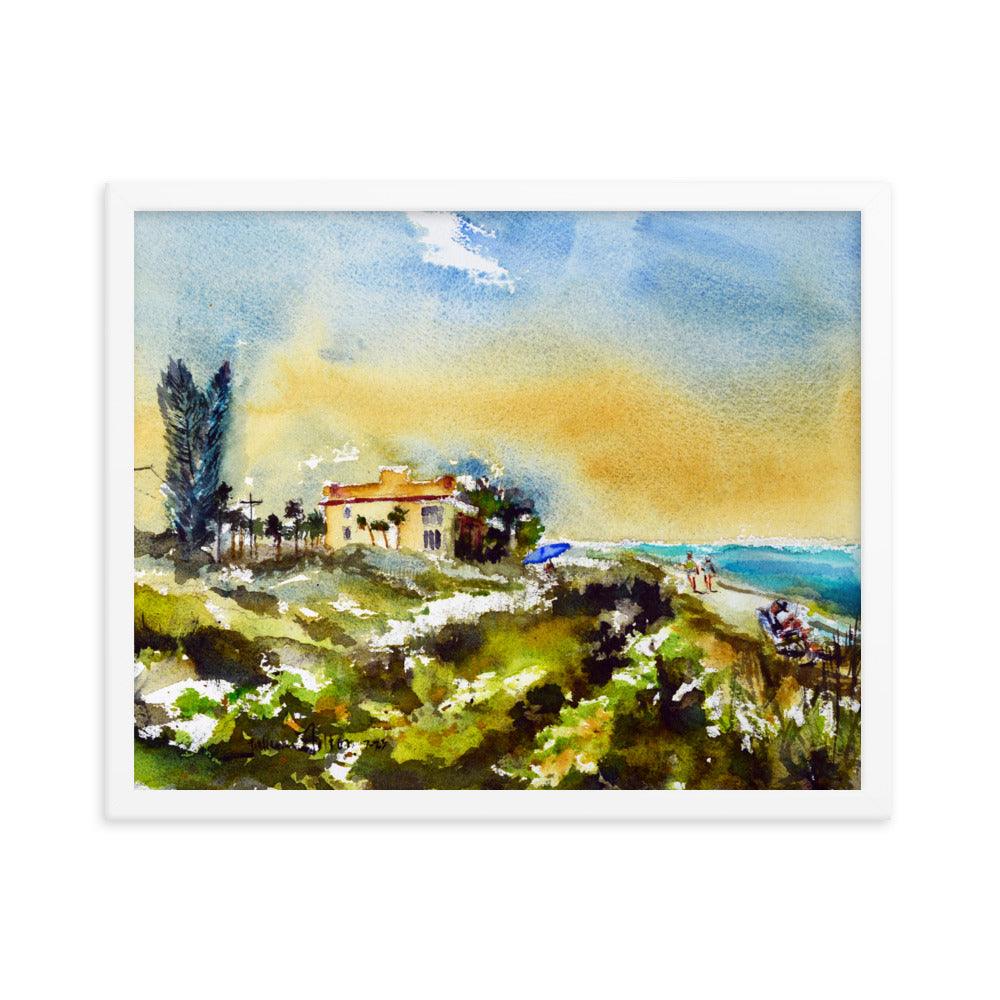 Turtle Beach framed watercolor print - Julianne Felton