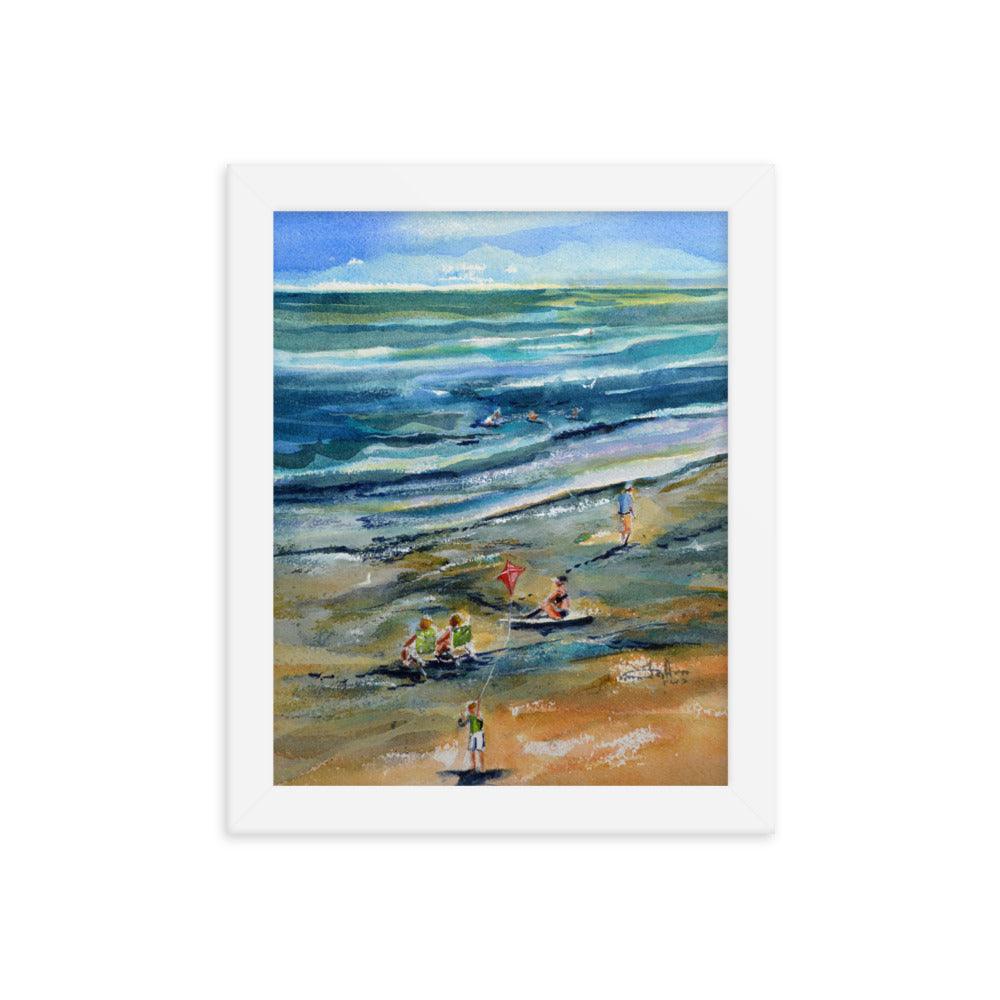 View from the pier framed watercolor print - Julianne Felton