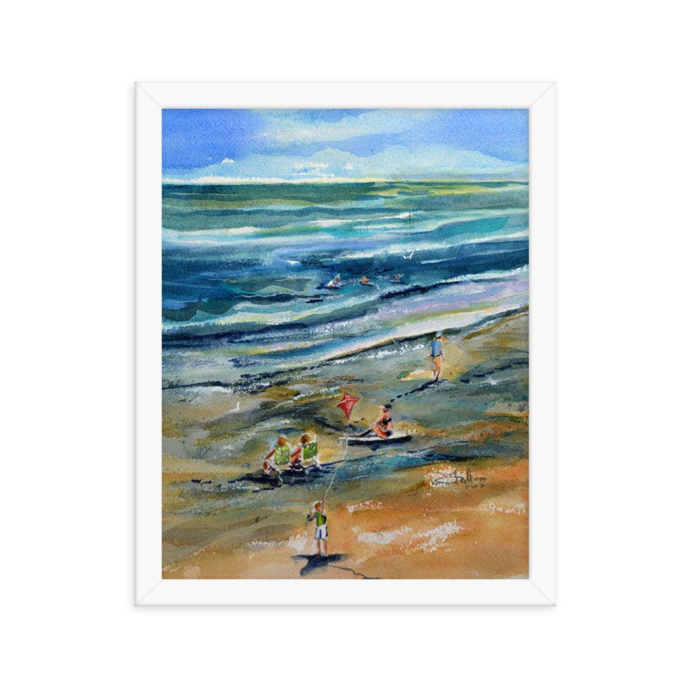 View from the pier framed watercolor print - Julianne Felton